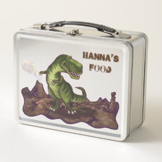 Back Off Personalized T-Rex Luchbox Metal Lunch Box