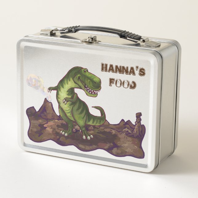 Back Off Personalized T-Rex Luchbox Metal Lunch Box (Front)