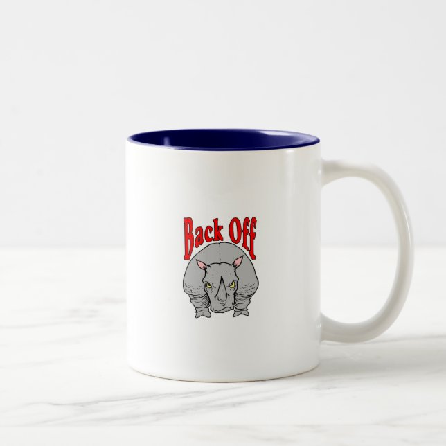 Back Off Rhino Two-Tone Coffee Mug (Right)