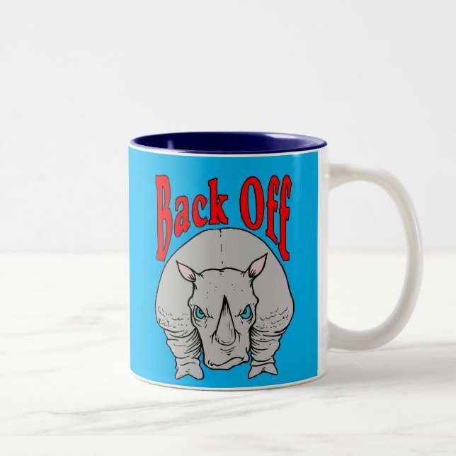 Back Off Rhino Two-Tone Coffee Mug (Right)