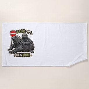 Back Off She's Mine Iguana Couple Beach Towel