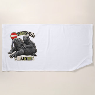 Back Off She's Mine Iguana Couple Beach Towel