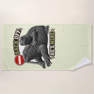 Back Off She's Mine Iguana Couple Beach Towel