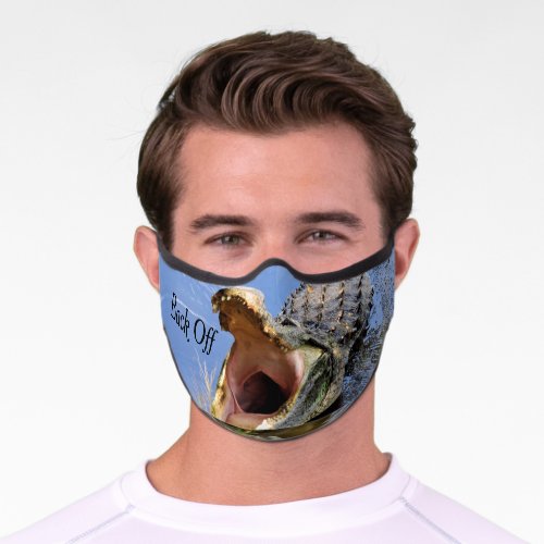 Back Off with Open Mouth Alligator Premium Face Mask