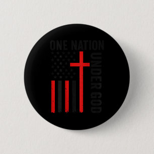 Back One Nation Under God American Flag Christian Button