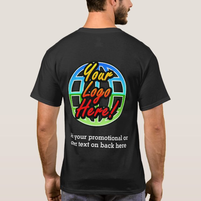 Back Only Business Logo Dark Uniform Promotional T-Shirt (Back)