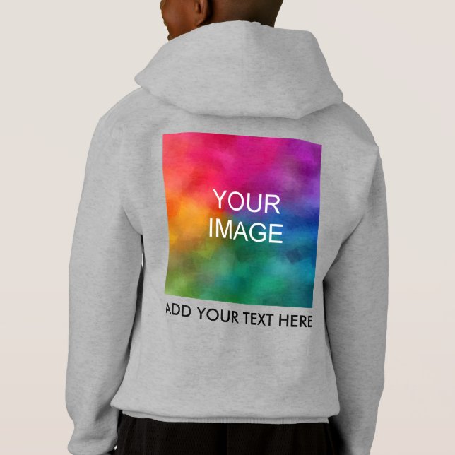 Back Print Add Your Photo Text Here Kids Boys Hoodie (Back)