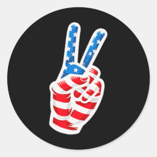 Back Print American Flag Peace Sign Hand 4th Of Ju Classic Round Sticker
