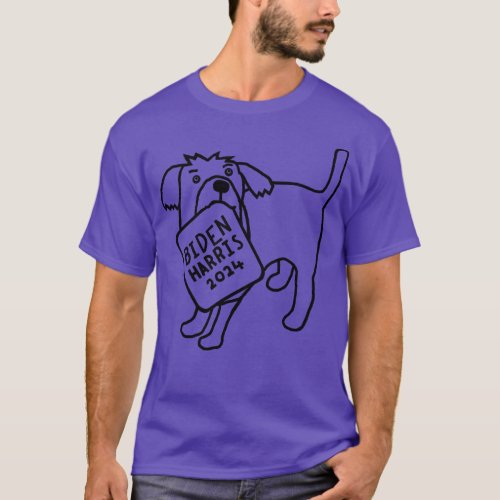 BACK PRINT Dog with  2024 Sign Line Drawing T_Shirt