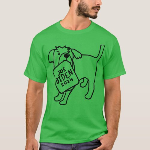 BACK PRINT Dog with Joe 2024 Sign Line Drawing T_Shirt
