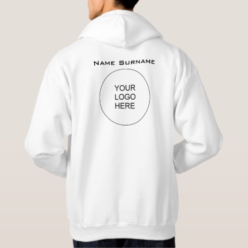 Back Print Mens Basic White Hoodie Company Logo