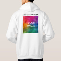 Back Print Men's White Hoodie Add Image Logo