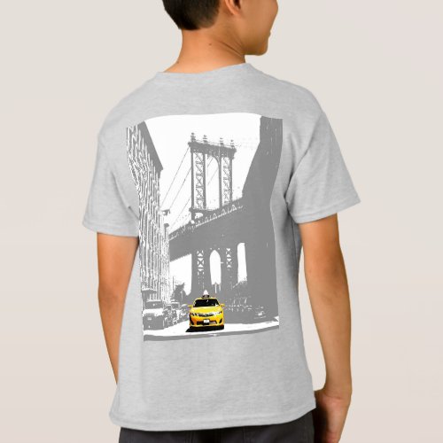 Back Print New York Brooklyn Yellow Taxi Boys T_Shirt