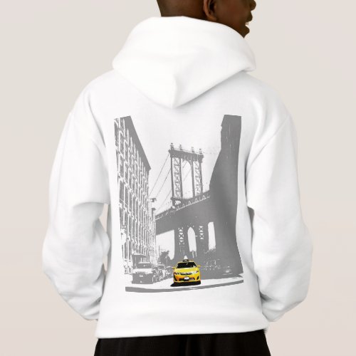 Back Print New York City Nyc Yellow Taxi Brooklyn Hoodie