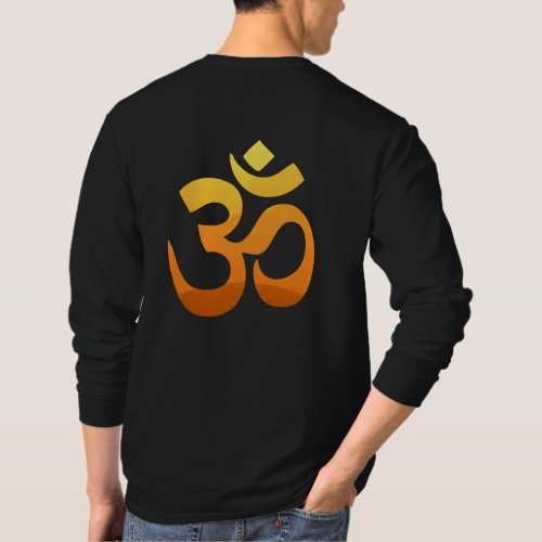 Back Print Om Mantra Symbol Yoga Mens Long Sleeve T_Shirt