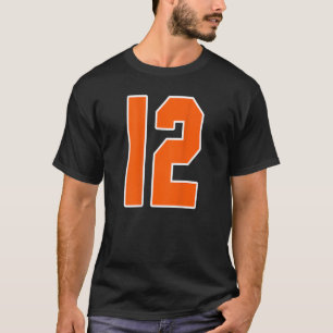 Back Print Orange Sports Block Number 12 For Sport T-Shirt