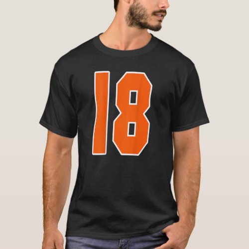 Back Print Orange Sports Block Number 18 For Sport T_Shirt