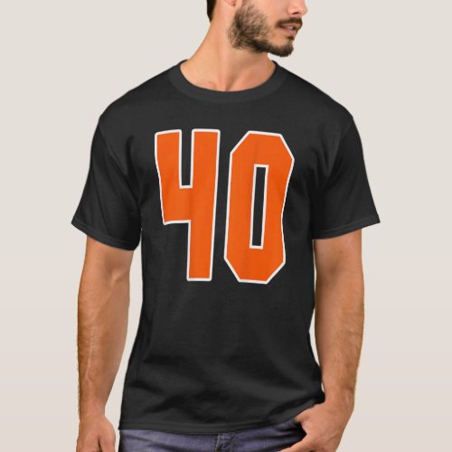 Back Print Orange Sports Block Number 40 For Sport T_Shirt