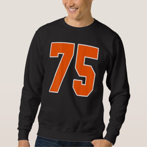 Back Print Orange Sports Block Number 75 For Sport Sweatshirt