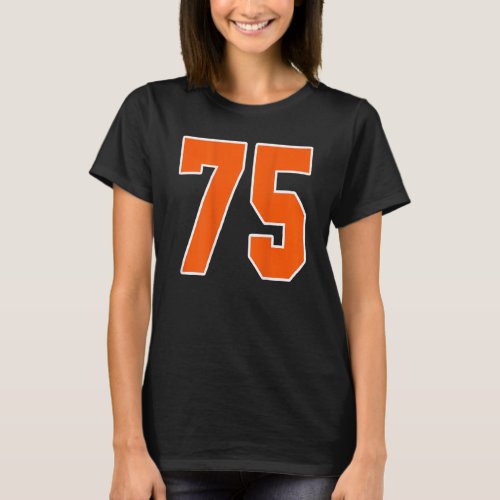 Back Print Orange Sports Block Number 75 For Sport T_Shirt