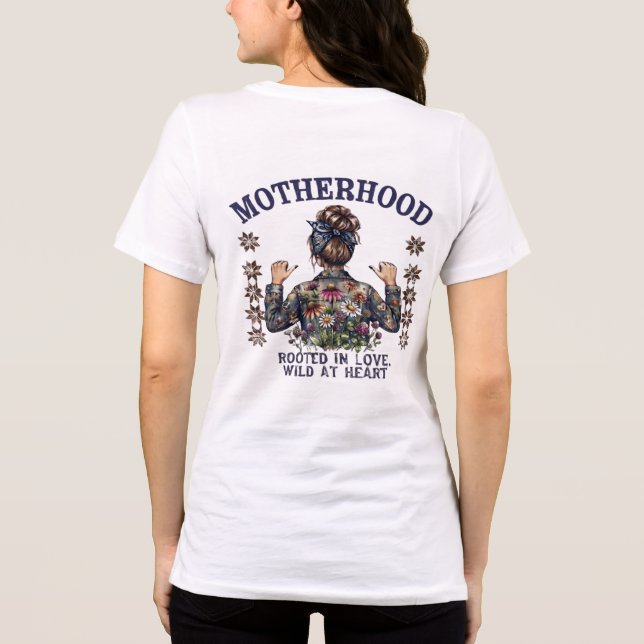 Back Print Tee – Retro Mama Messy Bun Floral Graph (Back)