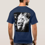 Back Print The King Modern Pop Art Lion Head Men's T-Shirt<br><div class="desc">Back Design The King Modern Pop Art Lion Head Elegant Template Men's Basic Navy Blue Dark T-Shirt.</div>