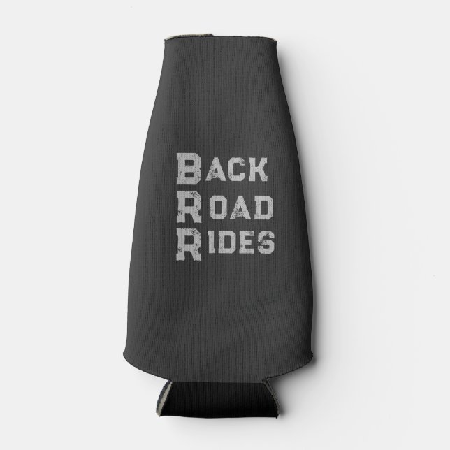 Back Road Rides Logo Gray Lettering Bottle Cooler (Front)