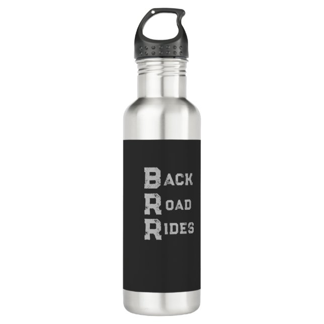 Back Road Rides Logo Gray Lettering Stainless Steel Water Bottle (Front)