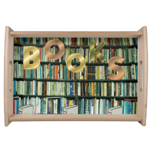 Back school bookshelf serving tray