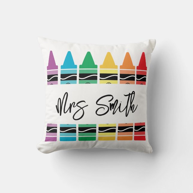 back School Rainbow Teacher Life Throw Pillow (Front)