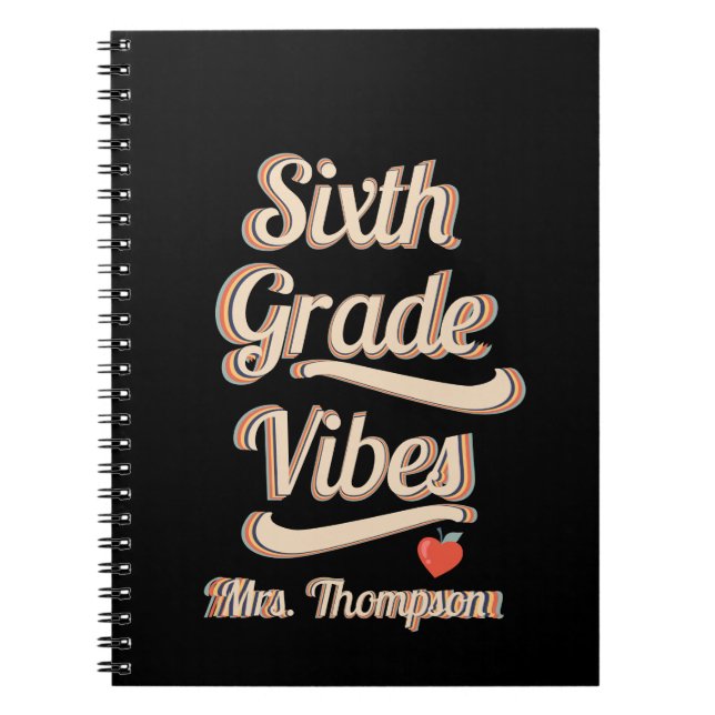 Back School Vibes Boho Retro Personalized Teacher Notebook (Front)
