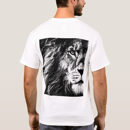 Back Side Design Pop Art Template Lion Face Mens T_Shirt