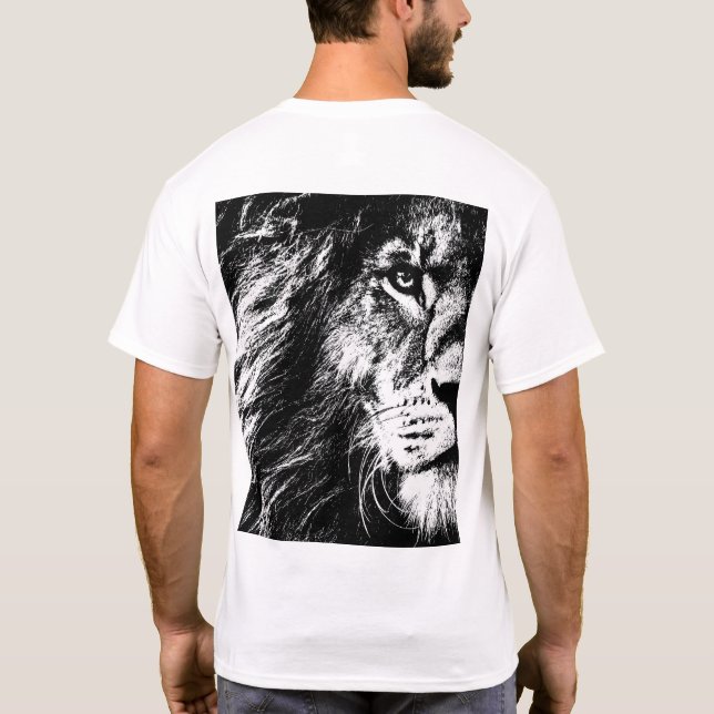 Back Side Print Pop Art Lion Face Template Mens T-Shirt (Back)