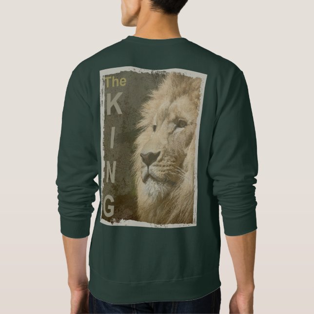 Back Side Print Pop Art Lion Head The King Men's Sweatshirt (Back)