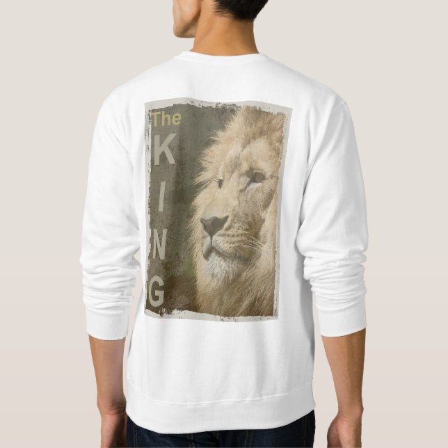 Back Side Print Pop Art Lion Head The King Men's Sweatshirt (Back)