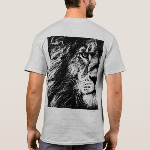 Back Side Print Template Pop Art Lion Face Mens T_Shirt