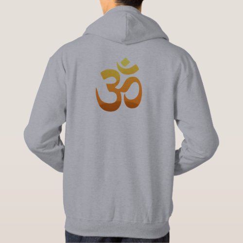 Back Side Print Yoga Om Mantra Symbol Mens Hoodie