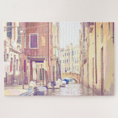 Back Street Venice Digital Impressionist Pop Art Jigsaw Puzzle