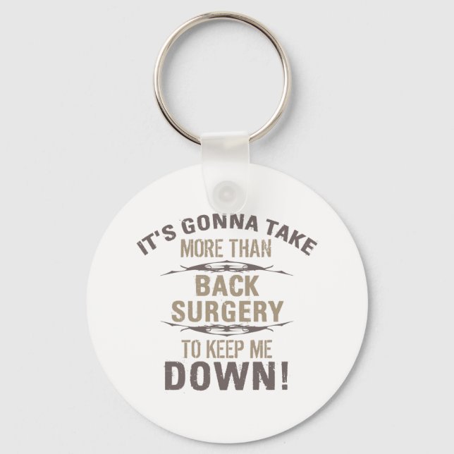 Back Surgery Humor Keychain (Front)