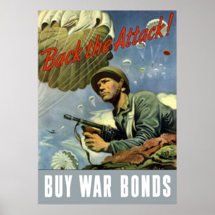 Back The Attack -- Buy War Bonds Poster