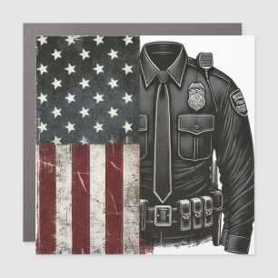 Back the Blue – American Flag Police Officer Artwo Car Magnet
