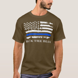 Back the Blue American Flag Police Support Thin T-Shirt
