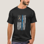 Back The Blue American Flag Ribbon Puzzle Autism A T-Shirt