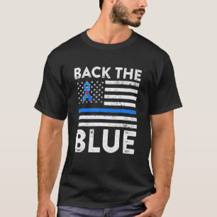 Back The Blue Diabetes Awareness American Flag Blu T-Shirt