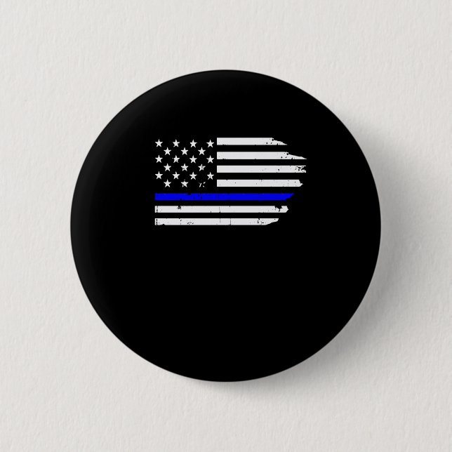 Back The Blue Flag Sticker  Button (Front)