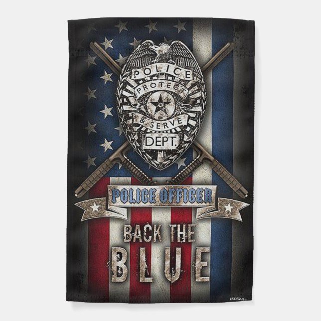 Back The Blue Garden Flag (Front)