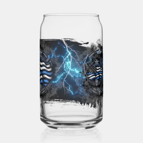Back the Blue Lightning Can Glass