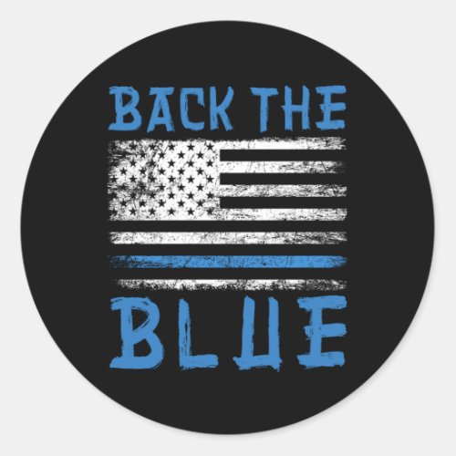 Back The Blue Police USA Flag Policeman Officer Gi Classic Round Sticker