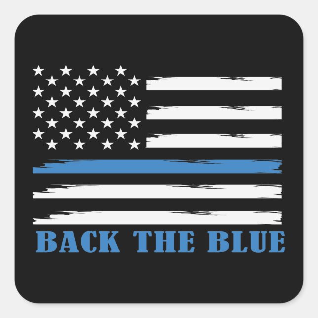 Back The Blue Square Sticker (Front)