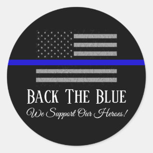 BACK THE BLUE SUPPORT CLASSIC ROUND STICKER